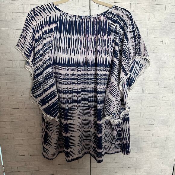 A.N.A. Women’s bohemian blouse flutter sleeve tassel trim bohemian plus size - Picture 3 of 10